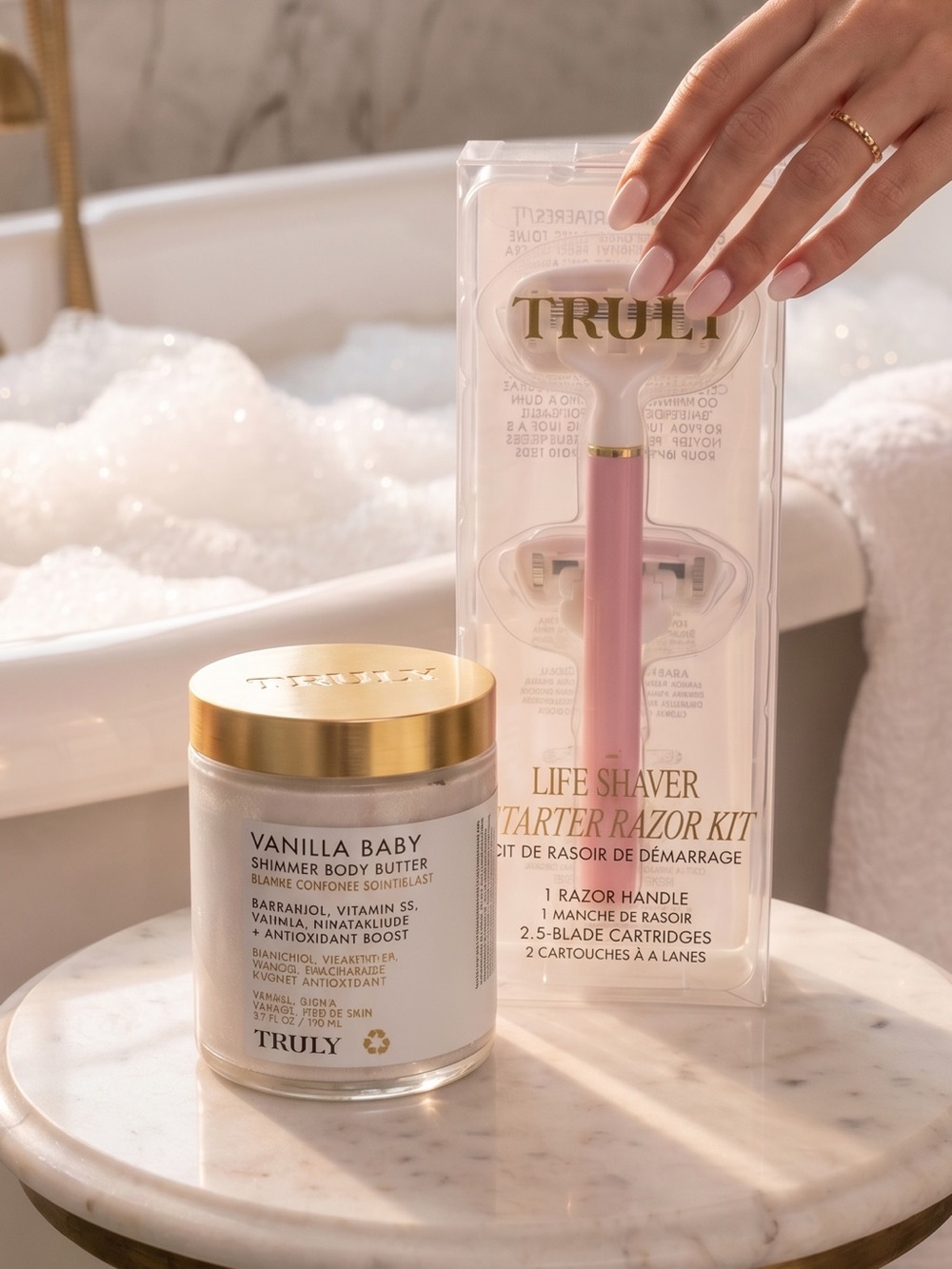 TRULY Pink Flex-Grip 5-Blade Razor Handle & Vanilla BabyShimmering Body Butter